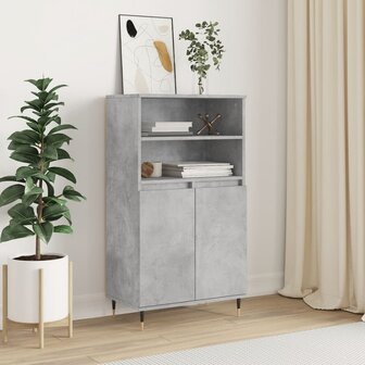 Hoge kast 60x36x110 cm bewerkt hout betongrijs 1
