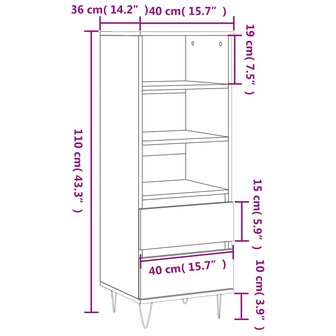 Hoge kast 40x36x110 cm bewerkt hout gerookt eiken 11