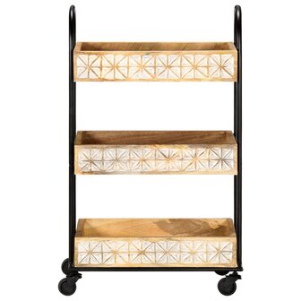 Keukentrolley 3-laags 46x30x76 cm massief mangohout 2