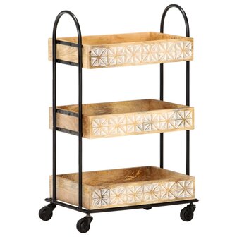Keukentrolley 3-laags 46x30x76 cm massief mangohout 8