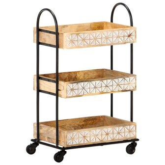 Keukentrolley 3-laags 46x30x76 cm massief mangohout 9