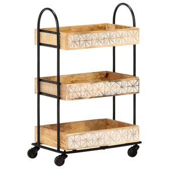 Keukentrolley 3-laags 46x30x76 cm massief mangohout 10