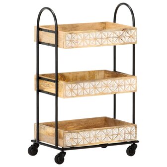 Keukentrolley 3-laags 46x30x76 cm massief mangohout 11