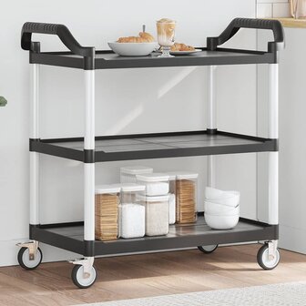 Trolley 3-laags 99x50x96 cm aluminium zwart 1