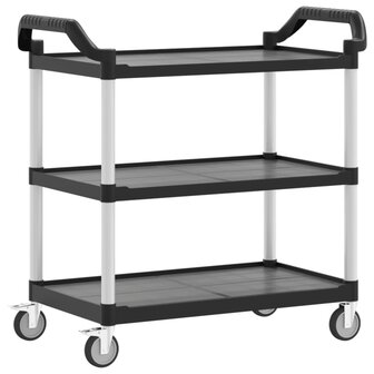 Trolley 3-laags 99x50x96 cm aluminium zwart 2