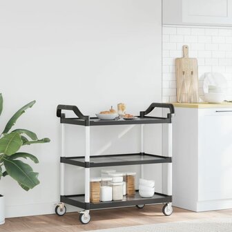 Trolley 3-laags 99x50x96 cm aluminium zwart 3