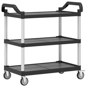 Trolley 3-laags 99x50x96 cm aluminium zwart 6