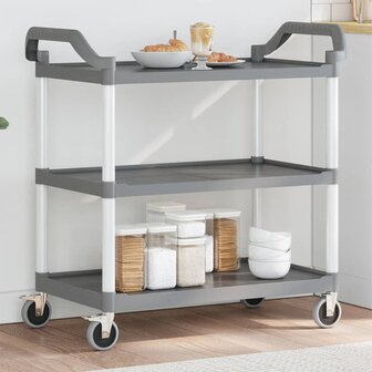 Trolley 3-laags 99x50x96 cm aluminium grijs 1