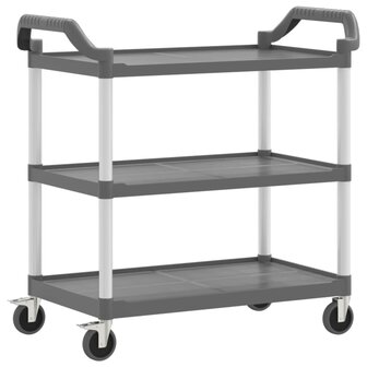 Trolley 3-laags 99x50x96 cm aluminium grijs 2