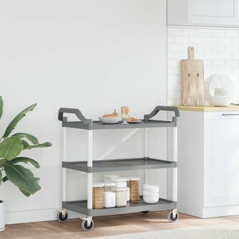Trolley 3-laags 99x50x96 cm aluminium grijs 3