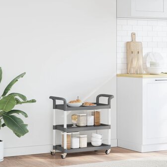 Trolley 3-laags 77x34x72 cm aluminium grijs 3