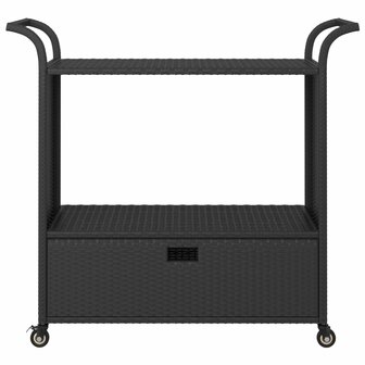 Serveerwagen met lade 100x45x97 cm poly rattan zwart 3