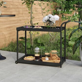 Serveerwagen 100x45x83 cm poly rattan zwart 1