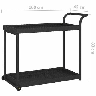 Serveerwagen 100x45x83 cm poly rattan zwart 6