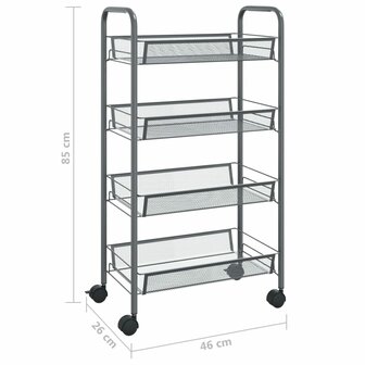 Keukentrolley 4-laags 46x26x85 cm ijzer grijs 7