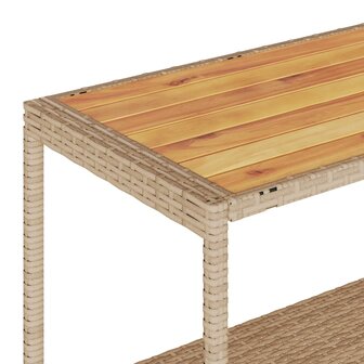 Keukentrolley 3-laags poly rattan en massief acaciahout beige 9