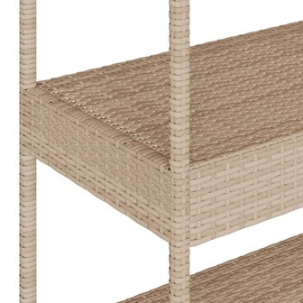 Keukentrolley 3-laags poly rattan en massief acaciahout beige 10