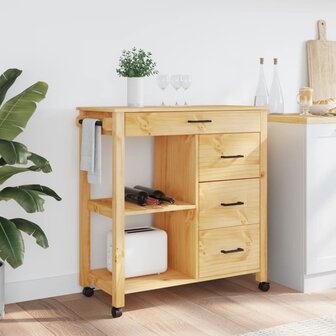 Keukentrolley MONZA 84x40x90 cm massief grenenhout 3