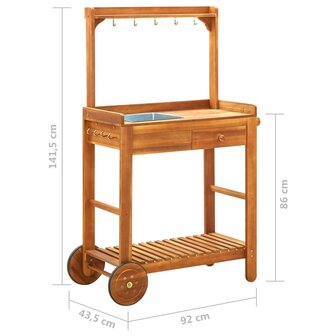 Keukentrolley 92x43,5x141,5 cm massief acaciahout 11