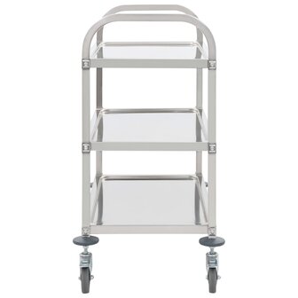 Keukentrolley 3-laags 96,5x55x90 cm roestvrij staal 3