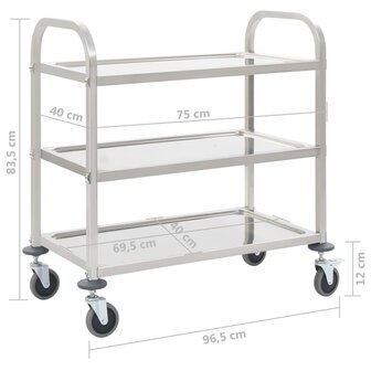 Keukentrolley 3-laags 95x45x83,5 cm roestvrij staal 6