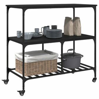 Keukentrolley 100x50x95 cm bewerkt hout zwart 6