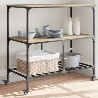Keukentrolley 100x50x95 cm bewerkt hout sonoma eikenkleurig 1