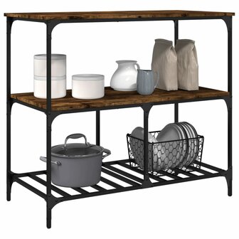 Keukentrolley 100x50x95 cm bewerkt hout gerookt eikenkleurig 6