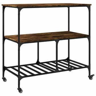 Keukentrolley 100x50x95 cm bewerkt hout gerookt eikenkleurig 9
