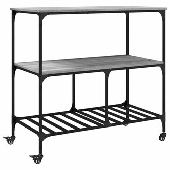 Keukentrolley 100x50x95 cm bewerkt hout grijs sonoma eikenkleur 2