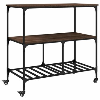 Keukentrolley 100x50x95 cm bewerkt hout bruin eikenkleurig 2