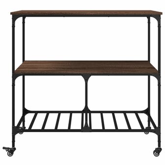 Keukentrolley 100x50x95 cm bewerkt hout bruin eikenkleurig 7