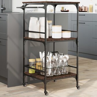 Keukentrolley 60,5x50x105 cm bewerkt hout bruin eiken 1