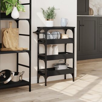 Keukentrolley 53x20x76 cm bewerkt hout zwart 3