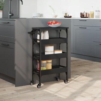 Keukentrolley 53x20x76 cm bewerkt hout zwart 4