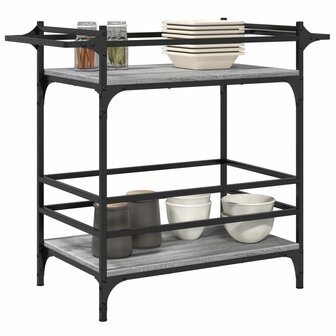 Keukentrolley 82x40x78,5 cm bewerkt hout grijs sonoma eiken 6