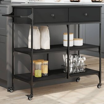 Keukentrolley 105x42x95 cm bewerkt hout zwart 1
