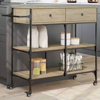 Keukentrolley 105x42x95 cm bewerkt hout sonoma eikenkleurig 1