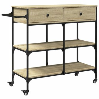 Keukentrolley 105x42x95 cm bewerkt hout sonoma eikenkleurig 2