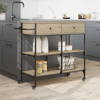 Keukentrolley 105x42x95 cm bewerkt hout sonoma eikenkleurig 4