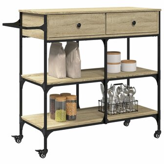 Keukentrolley 105x42x95 cm bewerkt hout sonoma eikenkleurig 6