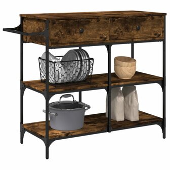 Keukentrolley 105x42x95 cm bewerkt hout gerookt eikenkleurig 5