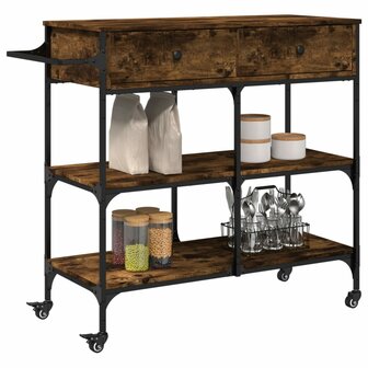 Keukentrolley 105x42x95 cm bewerkt hout gerookt eikenkleurig 6
