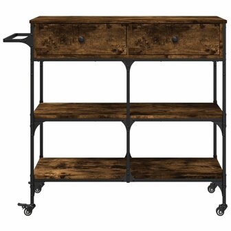 Keukentrolley 105x42x95 cm bewerkt hout gerookt eikenkleurig 7