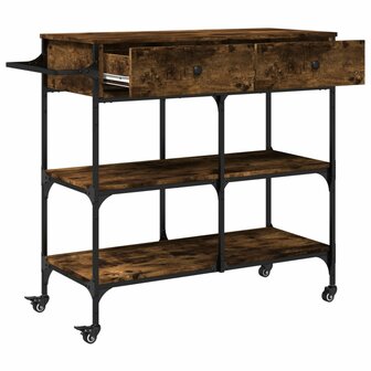 Keukentrolley 105x42x95 cm bewerkt hout gerookt eikenkleurig 8