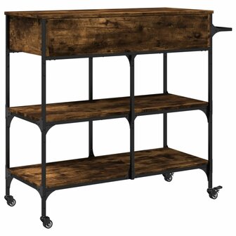 Keukentrolley 105x42x95 cm bewerkt hout gerookt eikenkleurig 10