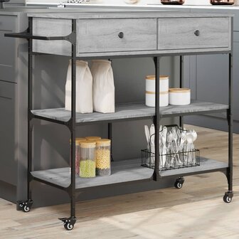 Keukentrolley 105x42x95 cm bewerkt hout grijs sonoma eikenkleur 1