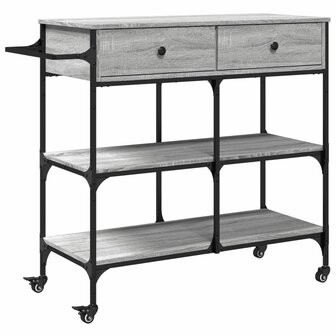 Keukentrolley 105x42x95 cm bewerkt hout grijs sonoma eikenkleur 2