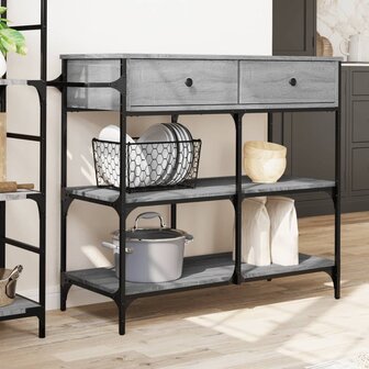 Keukentrolley 105x42x95 cm bewerkt hout grijs sonoma eikenkleur 3