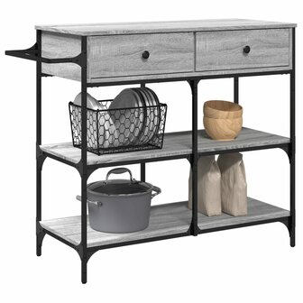 Keukentrolley 105x42x95 cm bewerkt hout grijs sonoma eikenkleur 5